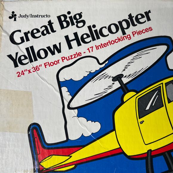 Vintage 1990 Judy Instructo Great Big Yellow Helicopter Floor Puzzle - Picture 6 of 8